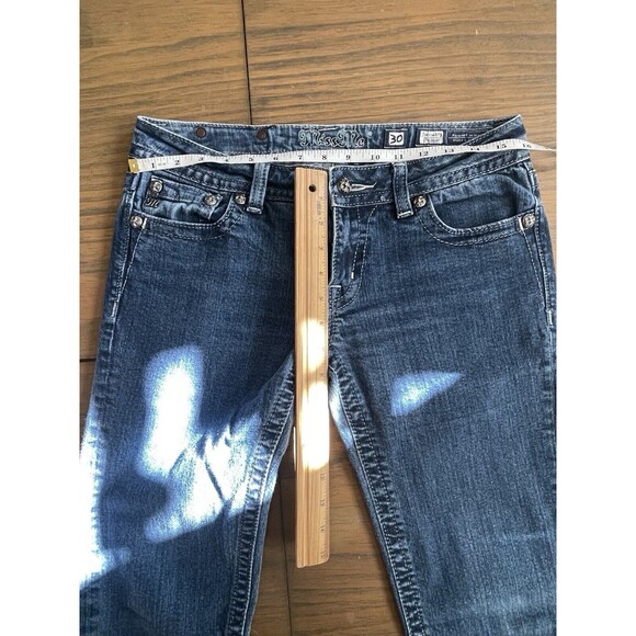 Miss Me Style JP6048T3 Straight Chain Studs Fleet De Lis Blue Jeans Size 30 - Picture 11 of 14